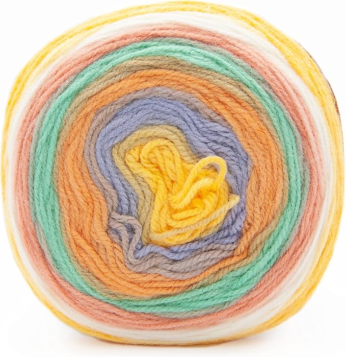 Lion Brand Yarn, Mandala DK Lightweight Yarn for Knitting, Crochet, and Crafts, Pixie, 3 Pack, Self-Striping Acrylic Fiber for Baby Blankets, Multicolor Shawls and Variegated Cardigans
