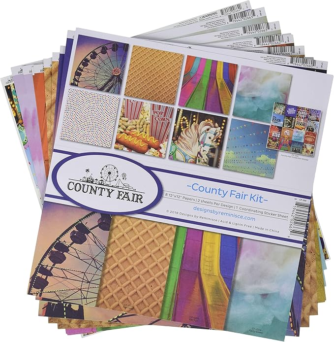 Reminisce County Fair Scrapbook Collection Kit, Multi Color Palette, 12x12 inches
