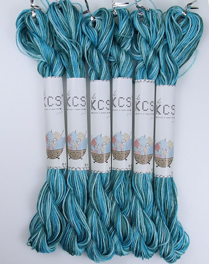 KCS Big skeins of 25 Meters Size 25 Color Variegated Cross Stitch Stranded Threads,6 skeins,4025