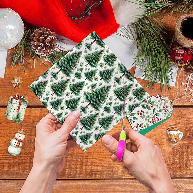 Christmas Pattern Scrapbook Paper, 6 Inch Card Production Supplies, 24 Sheets Single Sided Acid-Free Cardstock Greeting Card, Handmade Gift Journaling Craft Kits (H-style)