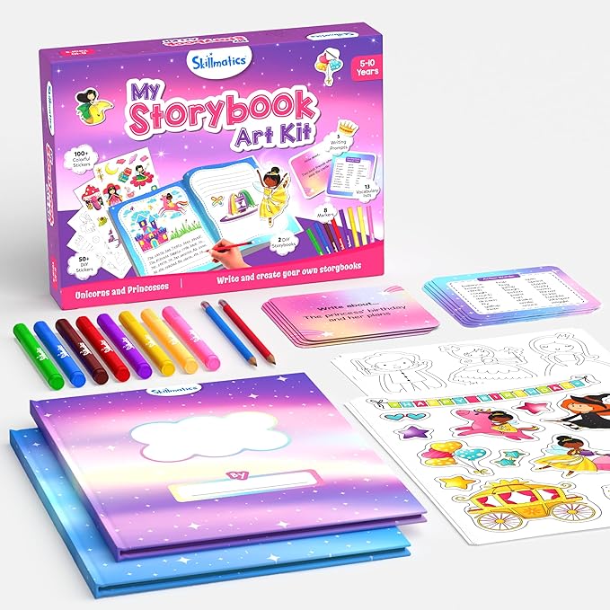 Skillmatics Storybook Art Kit - Create Fairytale Stories, DIY Craft & Writing Kit with 300+ Stickers, Scrapbooking & Journal Activity, Easter Gifts for Kids Ages 5, 6, 7, 8, 9, 10