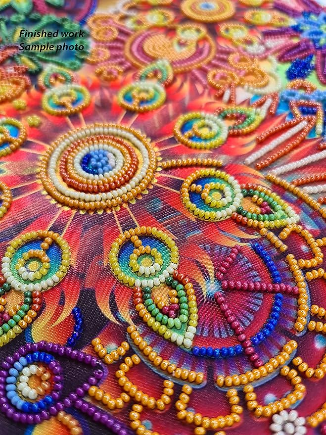 AllAboutEmbroideryUA Rainbow Fractal Bead Embroidery Kits Abstract Beaded Cross Stitch Kits Beading Pattern Needlework Partial Embroidery Handcraft Tapestry kit