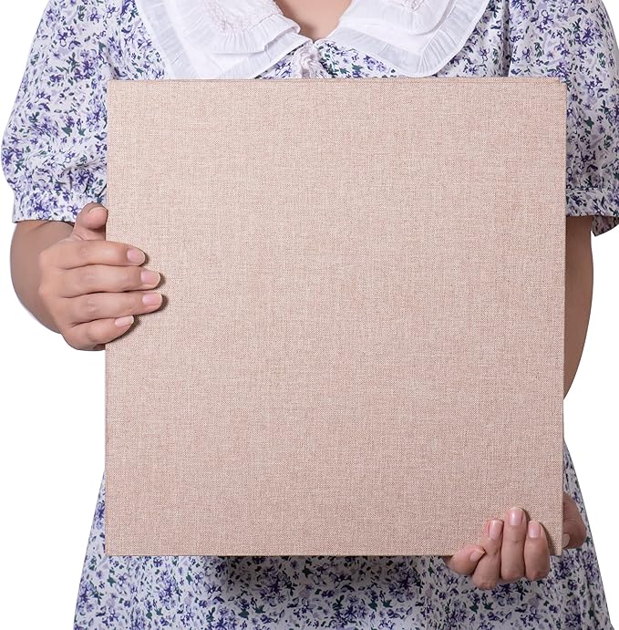 Large Photo Album Self Adhesive 4x6 5x7 3x5 8.5x11 Scrapbook Magnetic Album DIY Scrap Book Length 13 x Width 12.8 (Inches) 120 Sticky Pages Linen Cover DIY Photo Album (Khaki)