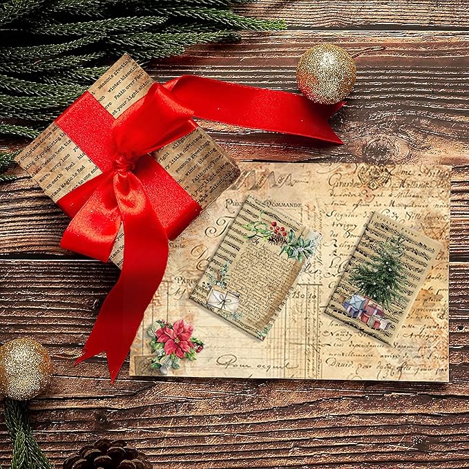 Christmas Pattern Scrapbook Paper, 6 Inch Card Production Supplies, 24 Sheets Single Sided Acid-Free Cardstock Greeting Card, Handmade Gift Journaling Craft Kits (E-style)