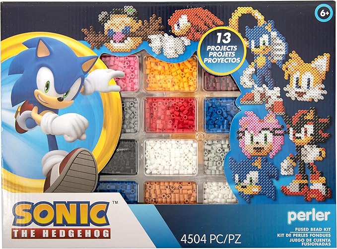 Perler 80-57249 Sonic The Hedgehog Deluxe Fused Bead Craft Activity Kit with 14 Projects, Multicolor, 4504 Pieces