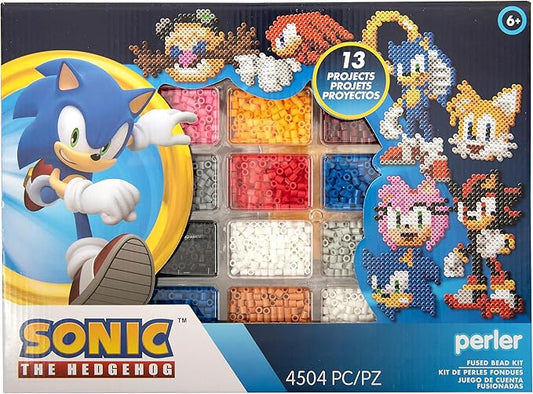 Perler 80-57249 Sonic The Hedgehog Deluxe Fused Bead Craft Activity Kit with 14 Projects, Multicolor, 4504 Pieces