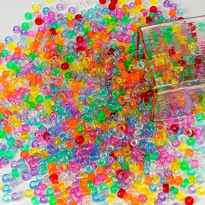 transparent pony beads 1000+pcs mix color plastic beads, crystal beads bulk, kandi beads refill beads for crafts