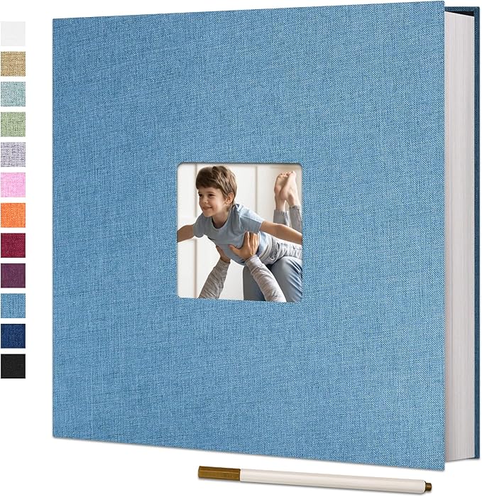 Vienrose Large Photo Album Self Adhesive for 4x6 8x10 10x12 Pictures Magnetic Scrapbook Album DIY 13" X 12.6" 60 Blank Pages with A Metallic Pen