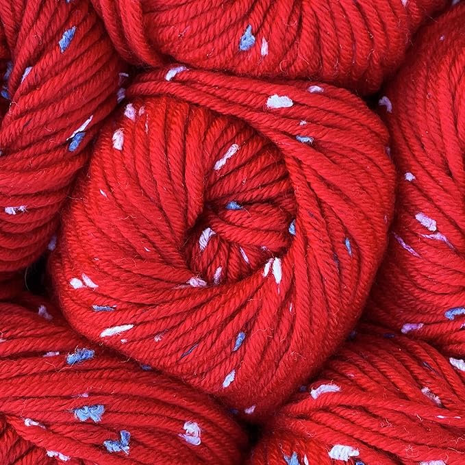 Tweed Twinkles Soft Baby Yarn for Crocheting, 8-Pack (696Yds / 400G), Free Patterns - Acrylic Baby Blanket Knitting Yarn with Flecks - Size 3 DK Light Worsted Weight - Apple Red