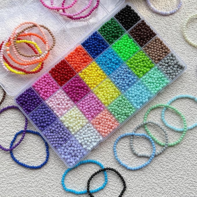 LLchunyun 5600Pcs 4mm Acrylic Round Beads for Bracelets Making Kit, 28 Colors Rainbow Round Beads for Jewelry Making Candy Color Plastic Bubble Gum Beads Pastel Loose Beads Bulk for Necklace (4mm)