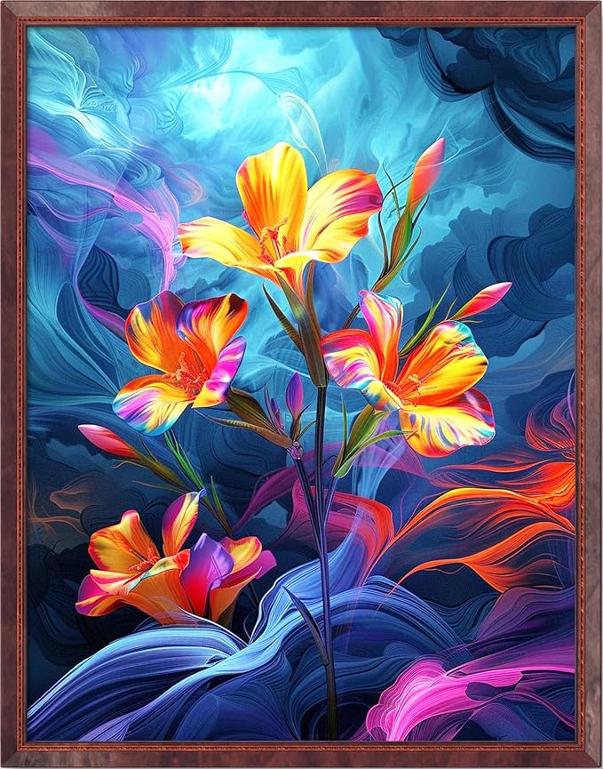leczany cross stitch stamped kits for adults beginners patterns craft kit needlepoint full range of diy embroidery kits starter 11ct 3 strands | rainbow flower 15.8×20.5 inches