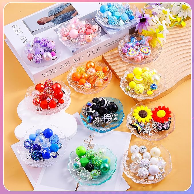 280 Pcs Beads for Pens, Bubblegum Beads Mixed Crystal Resin, Bead for Beadable Pen, Perfect for Pen Decorations, Keychains, Bracelets, and Jewelry Making