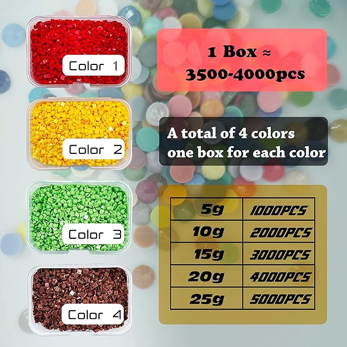 Diamonds Painting Accessories,Replacement for Missing Square Drills 902 904 905 906,Rhinestone Resin Diamond Drill,4 Colors Beads Gems Stones,3500pcs per Color