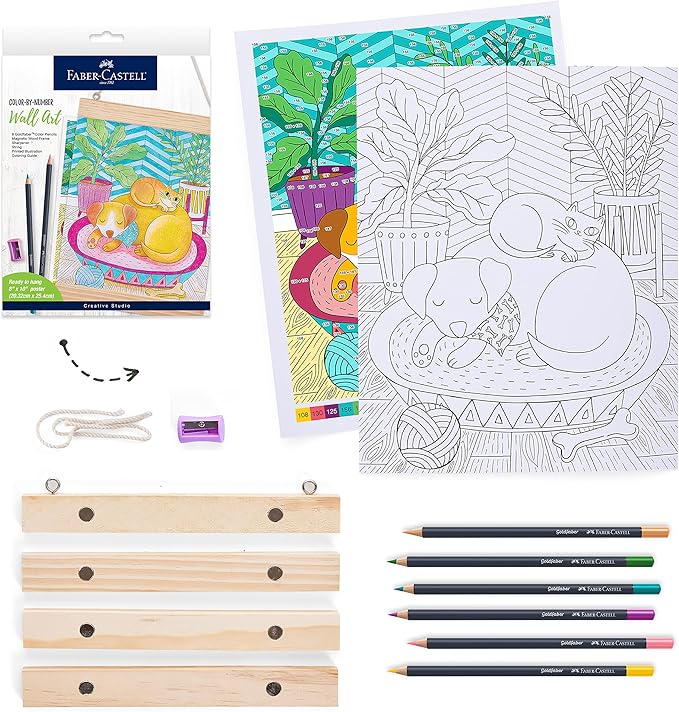 Faber-Castell Color by Number Wall Art: Pet Parents - Color by Number for Adults with Color Pencils for Adult Coloring, Adult Arts and Crafts