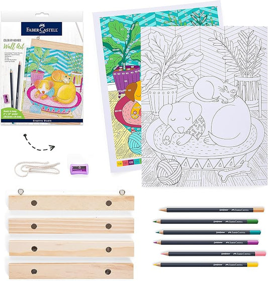 Faber-Castell Color by Number Wall Art: Pet Parents - Color by Number for Adults with Color Pencils for Adult Coloring, Adult Arts and Crafts