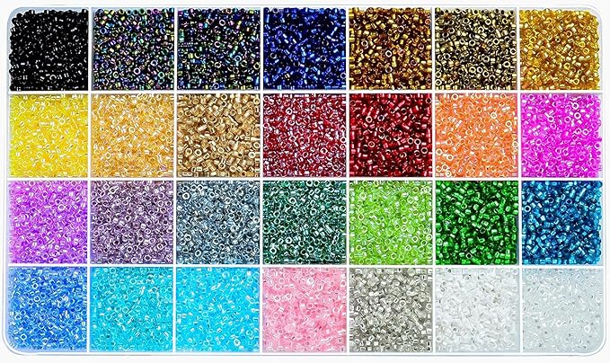 14000Pcs 2.5mm Glass Seed Beads Kit with Large Hole, 28 Colors Uniform Beads for Jewelry Making Supplies, DIY Crafts Bracelets Necklaces Earrings Jewelry Making Kit