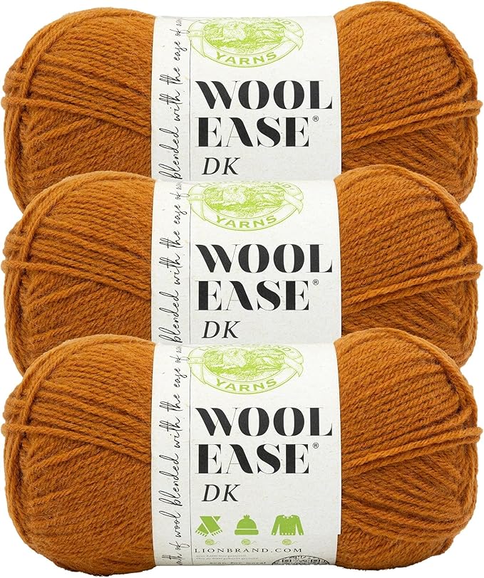 Lion Brand Wool-Ease DK Yarn, Yarn for Knitting, Crocheting, and Crafts, Pumpkin, 3 Pack