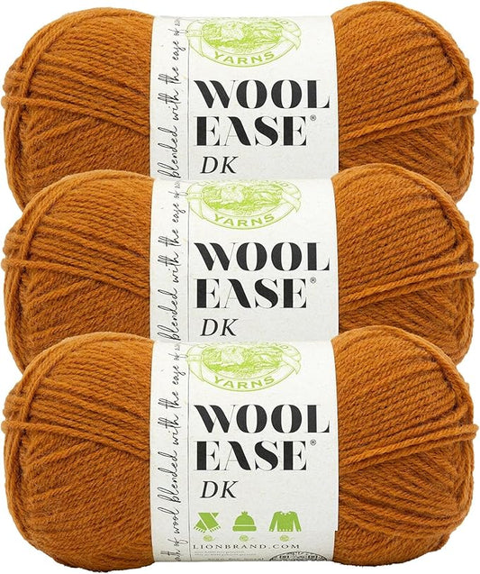 Lion Brand Wool-Ease DK Yarn, Yarn for Knitting, Crocheting, and Crafts, Pumpkin, 3 Pack
