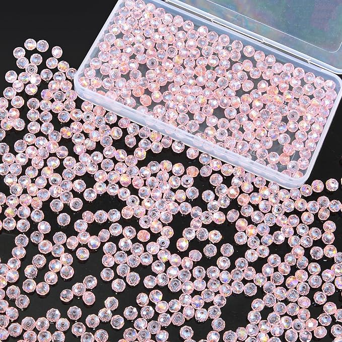 laopottbeads 500pcs 6mm crystal glass beads for jewelry making beads for bracelets necklace pendants making supplies(pink)
