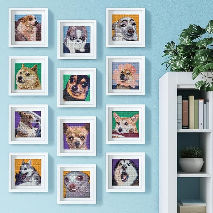 LuwoArte 12 Pack Diamond Painting Kits for Adults – Featuring Funny Meme Dogs Designs – Full Drill DIY Paint Gem Art for Adults – Brilliant 5D Diamond Painting Kit – Relaxing Craft for Home Wall Décor