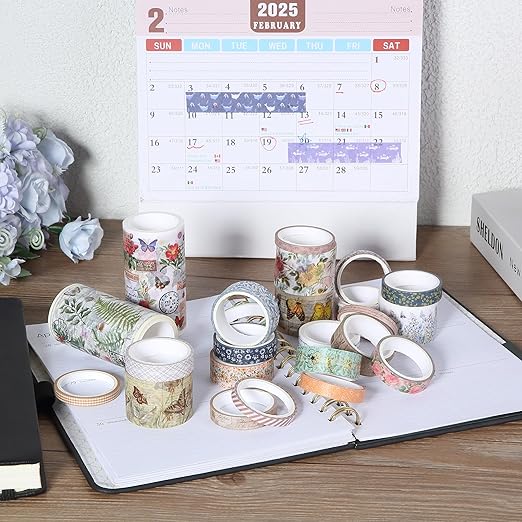 Mr. Pen- Washi Tape Set, 24 Rolls, Assorted Sizes, Vintage Botanical & Butterfly, Washi Tape for Journaling