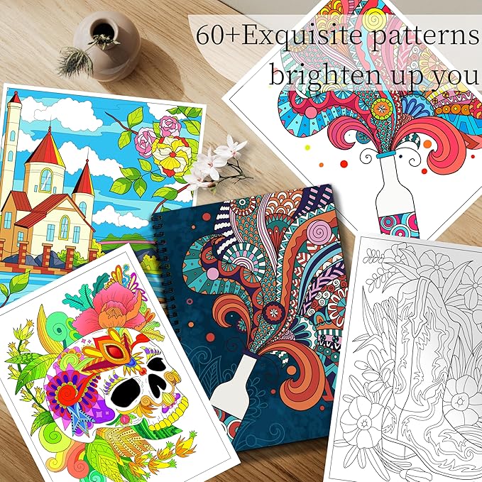 Adult Coloring Books Set:3 Coloring Books for Adults Animal Flowers & Other Themes Designs.Coloring Books for Adults to Relax and Relieve Anxiety