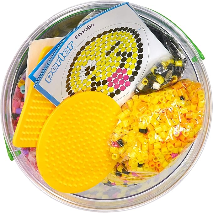 Perler Beads Emoji Bucket 8500pc, 6.5''L x 6.5''W x 6''H