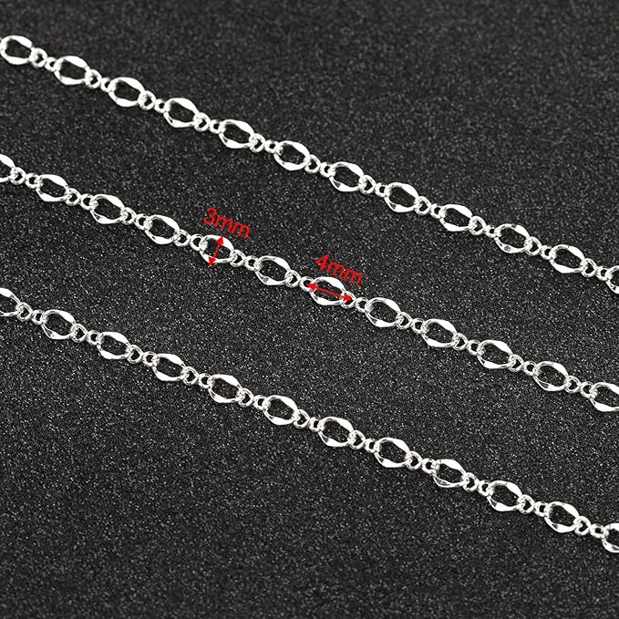 YOUBEIYEE 32.8 Feet Silver Chain for Jewelry Making Silver Plated Brass Link Chain Women Necklace Bracelet DIY Jewelry Chain Roll