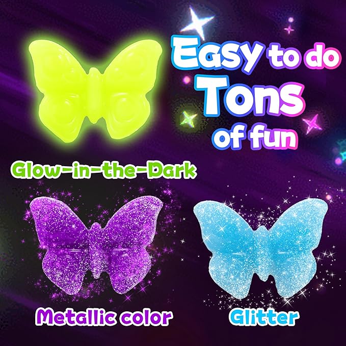 Carolart Make Your Own Squishies Animal Toys，6 Rubber Characters Making kit，Glow-in-the-Dark Science Activity kit, Silicone Squishies Craft Kit，Squeeze Gift Set for Boys and Girls Ages 6-12