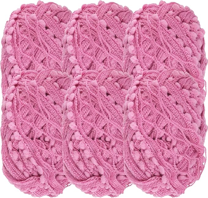 JubileeYarn Fishnet Pom Pom Yarn - 50g Mini Bonbons - Wine - 6 Skeins