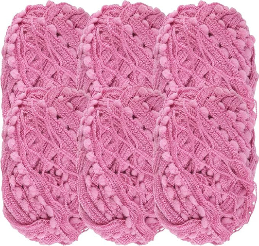 JubileeYarn Fishnet Pom Pom Yarn - 50g Mini Bonbons - Wine - 6 Skeins