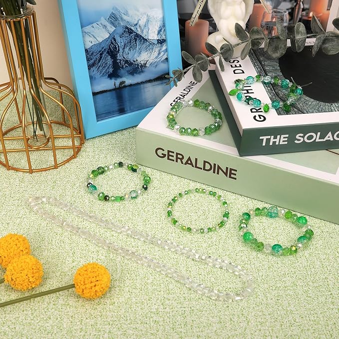 1000pcs Glass Beads for Jewelry Making Colorful Rainbow Craft Crystal Beads with Loose Beads Sparkly Beads for DIY Necklace Bracelet Earring(Green)