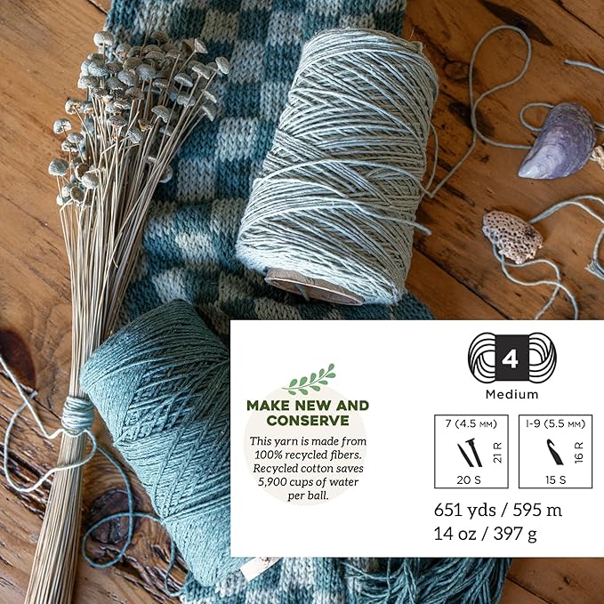 Lion Brand Yarn Re-Up Bonus Bundle Cotton Blend Yarn for Knitting and Crochet, Portobello, 2 Pack
