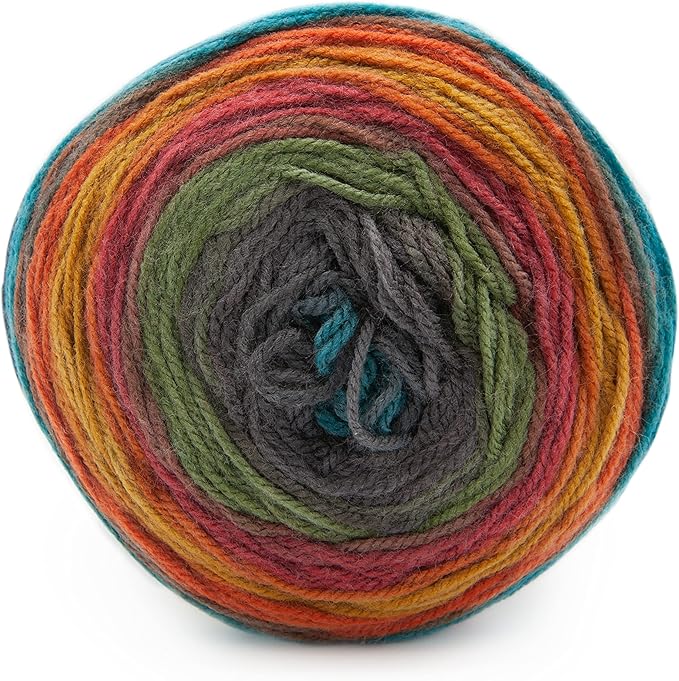 Lion Brand Yarn, Mandala DK Lightweight Yarn for Knitting, Crochet, and Crafts, Groot, 3 Pack, Self-Striping Acrylic Fiber for Baby Blankets, Multicolor Shawls and Variegated Cardigans