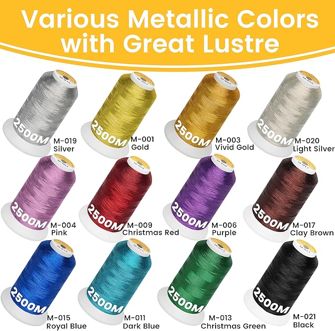 New brothread Single Huge Spool Metallic Embroidery Machine Thread 2500M (2735Y) Each for Commercial and Domestic Embroidery Machines - Christmas Red M-009