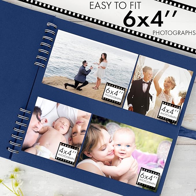 Bstorify Square Scrapbook Photo Albums 80 Pages (11 x 11 Inch) Blue Thick Paper, Hardcover, Ribbon Closure - Ideal for Your Scrapbooking Albums, Art & Craft Projects (Blue, 11 x 11 Inch)
