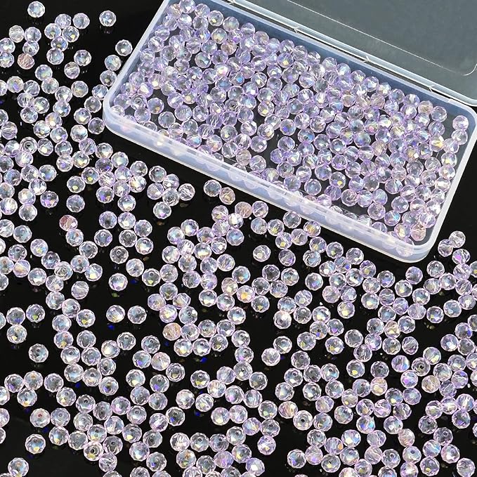 laopottbeads 500pcs 6mm crystal glass beads for jewelry making beads for bracelets necklace pendants making supplies(light purple)