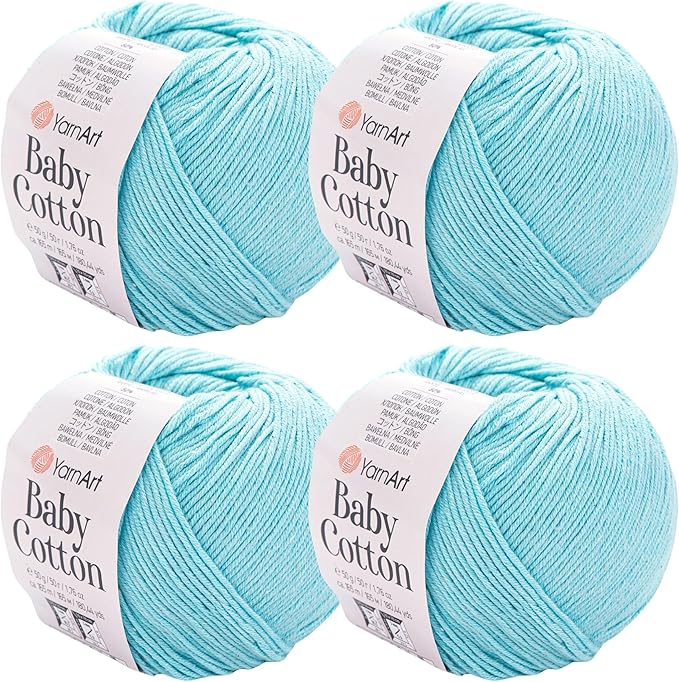 YarnArt Baby Cotton Yarn 4-Pack – Soft Knitting Yarn for Baby & Summer, 50% Cotton 50% Acrylic, 1.76 Oz Each, 180.44 Yds/Skein – Ideal for Amigurumi & Crochet Projects (446)