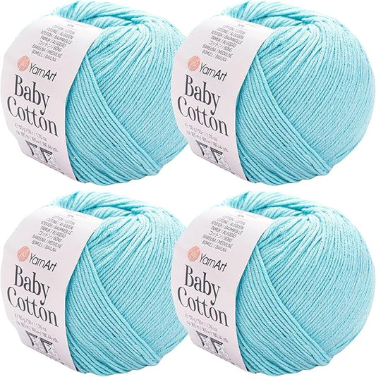 YarnArt Baby Cotton Yarn 4-Pack – Soft Knitting Yarn for Baby & Summer, 50% Cotton 50% Acrylic, 1.76 Oz Each, 180.44 Yds/Skein – Ideal for Amigurumi & Crochet Projects (446)