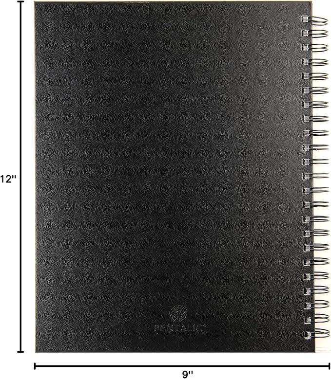 Pentalic - 9"x 12" Double Wirebound Sketchbook, 80 Sheets, Black