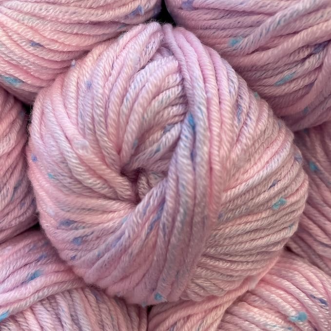 Tweed Twinkles Soft Baby Yarn for Crocheting, 8-Pack (696Yds / 400G), Free Patterns - Acrylic Baby Blanket Knitting Yarn with Flecks - Size 3 DK Light Worsted Weight - Soft Pink