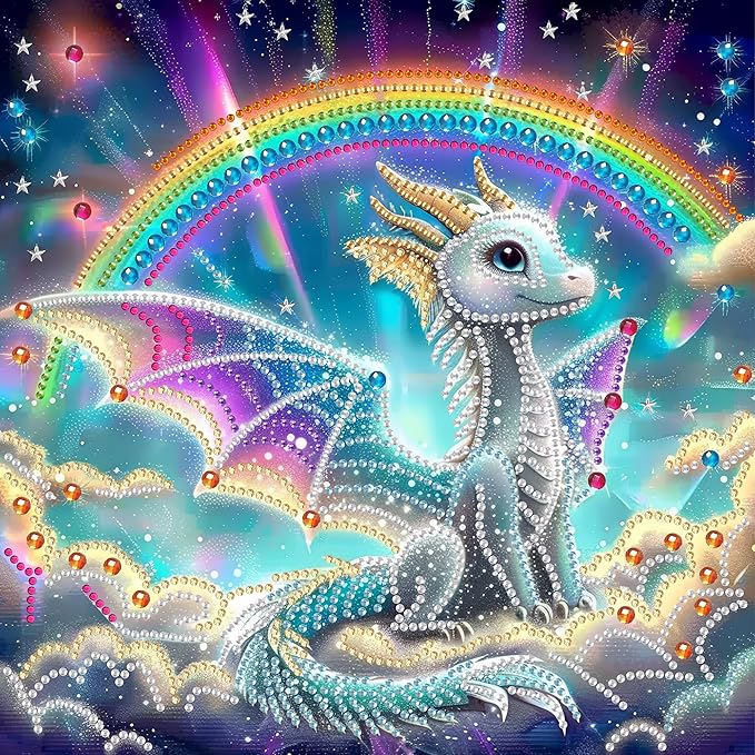 SKRYUIE DIY Diamond Art Kits for Adults Dragon Special Shape - 5D Diamond Painting Kits for Adults Animal - Crystal Embroidery Cross Stitch - Craft for Wall & Office Decor 12 x 12 Inch c20