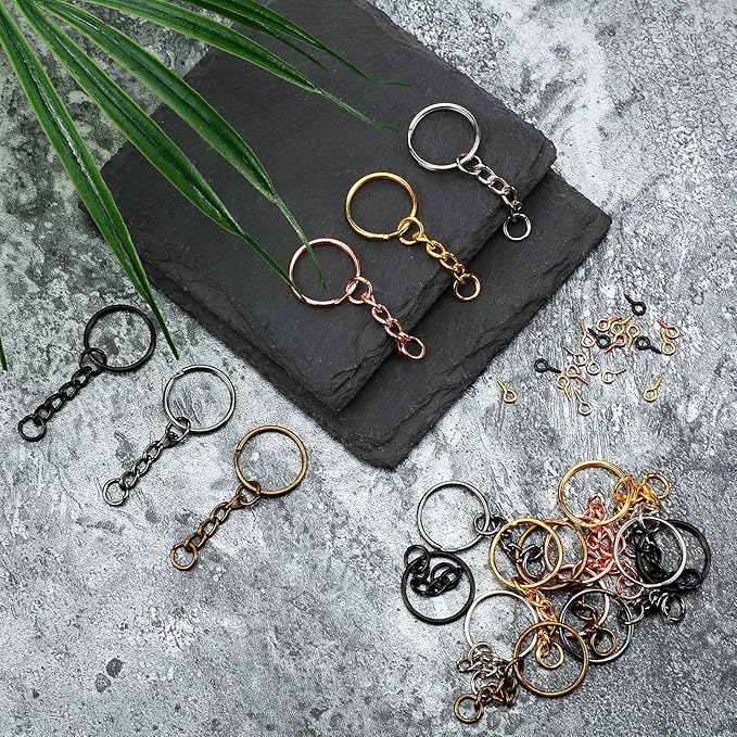 Hotop 360 Pcs Key Rings for Crafts Keychain Making Kit Including 90 Open Jump Rings Connectors, 180 Small Screw Eye Pins Hooks Bulk for DIY Keychain Supplies Crafts Jewelry Making(20 mm,Mixed Color)