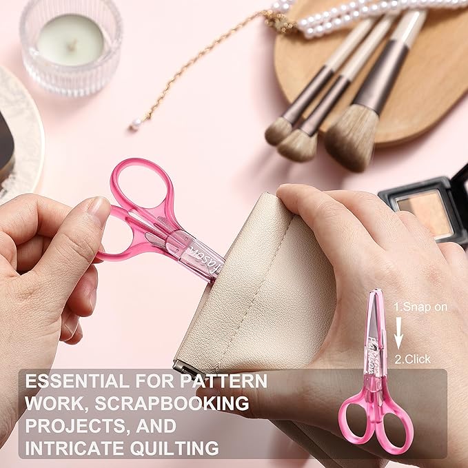 PAFASON Small Craft Scissor Set Straight Precision Fine Tip All Purpose for Scrapbooking Quilting Sewing Knitting Embroidery Cross Stitch Crochet Thread Yarn Paper Fabric Detail Cutting, Safety Case
