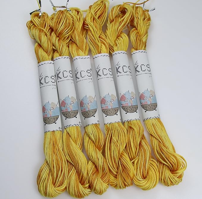 KCS Big skeins of 25 Meters Size 25 Color Variegated Cross Stitch Stranded Threads,6 skeins,4075