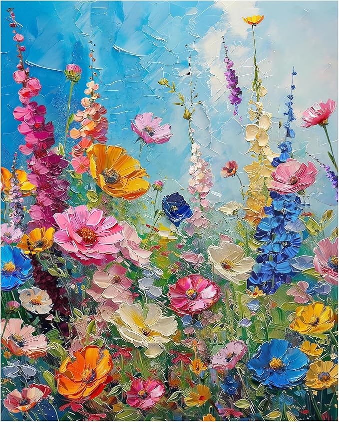 NPCSWXQ Wild Flowers Paint By Numbers Kit for Adults Beginners, Floral Adult Paint by Number Kits On Canvas, DIY Acrylic Painting Crafts Number Artist Paint Kit for Home Wall Decor Gifts 16x20Inch