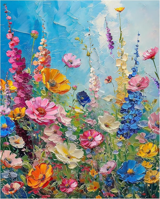 NPCSWXQ Wild Flowers Paint By Numbers Kit for Adults Beginners, Floral Adult Paint by Number Kits On Canvas, DIY Acrylic Painting Crafts Number Artist Paint Kit for Home Wall Decor Gifts 16x20Inch