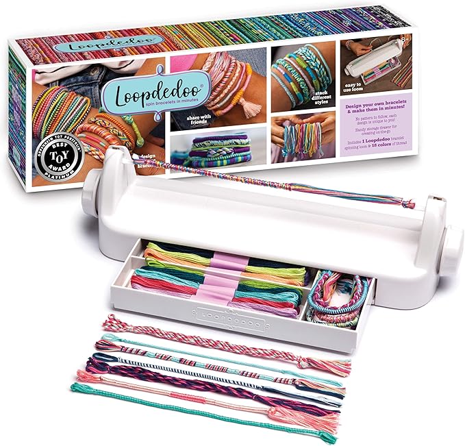 loopdedoo diy friendship bracelet maker kit for kids - make bracelets in minutes for birthdays and friendship gifts - award winning crafts kit for kids, easy-to-use, loop your own style, aged 8+