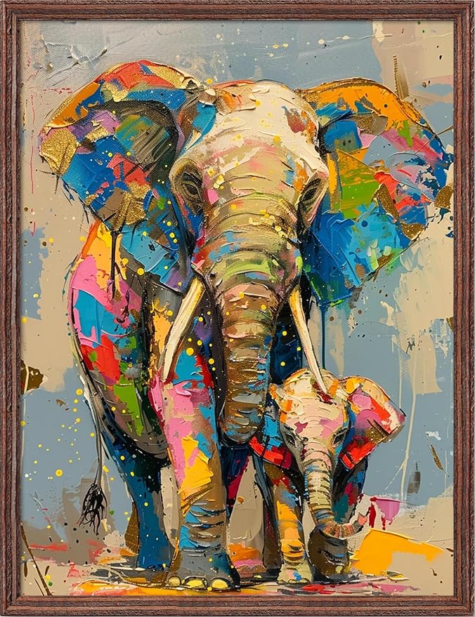 leczany cross stitch stamped kits for adults beginners patterns craft kit needlepoint full range of diy embroidery kits starter 11ct 3 strands | elephant mother and son 15.8×20.9 inches