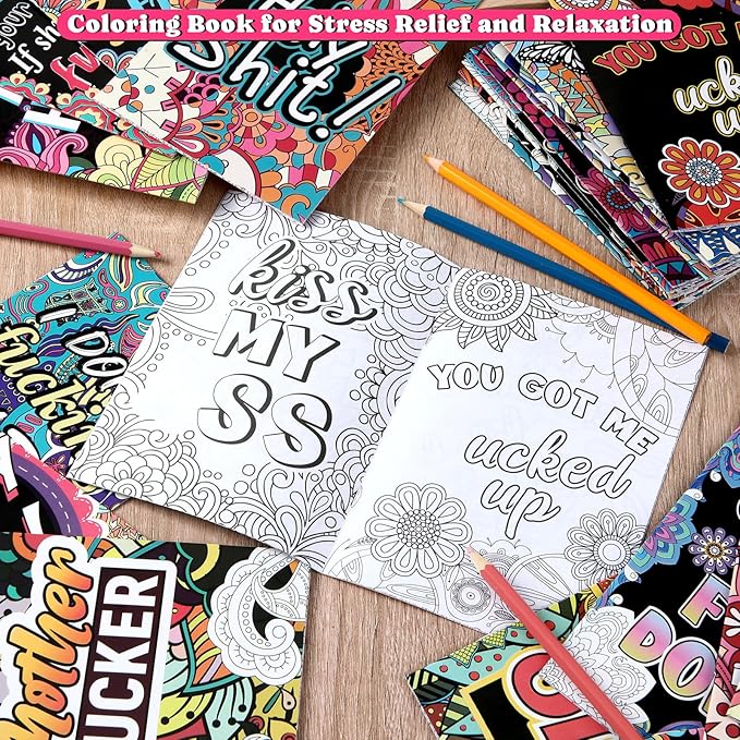 Liliful 144 Pcs Coloring Book Bulk for Adult DIY Art Stress Relief Drawing Book with Patterns, Goodie Bag Filler and Holiday Gifts